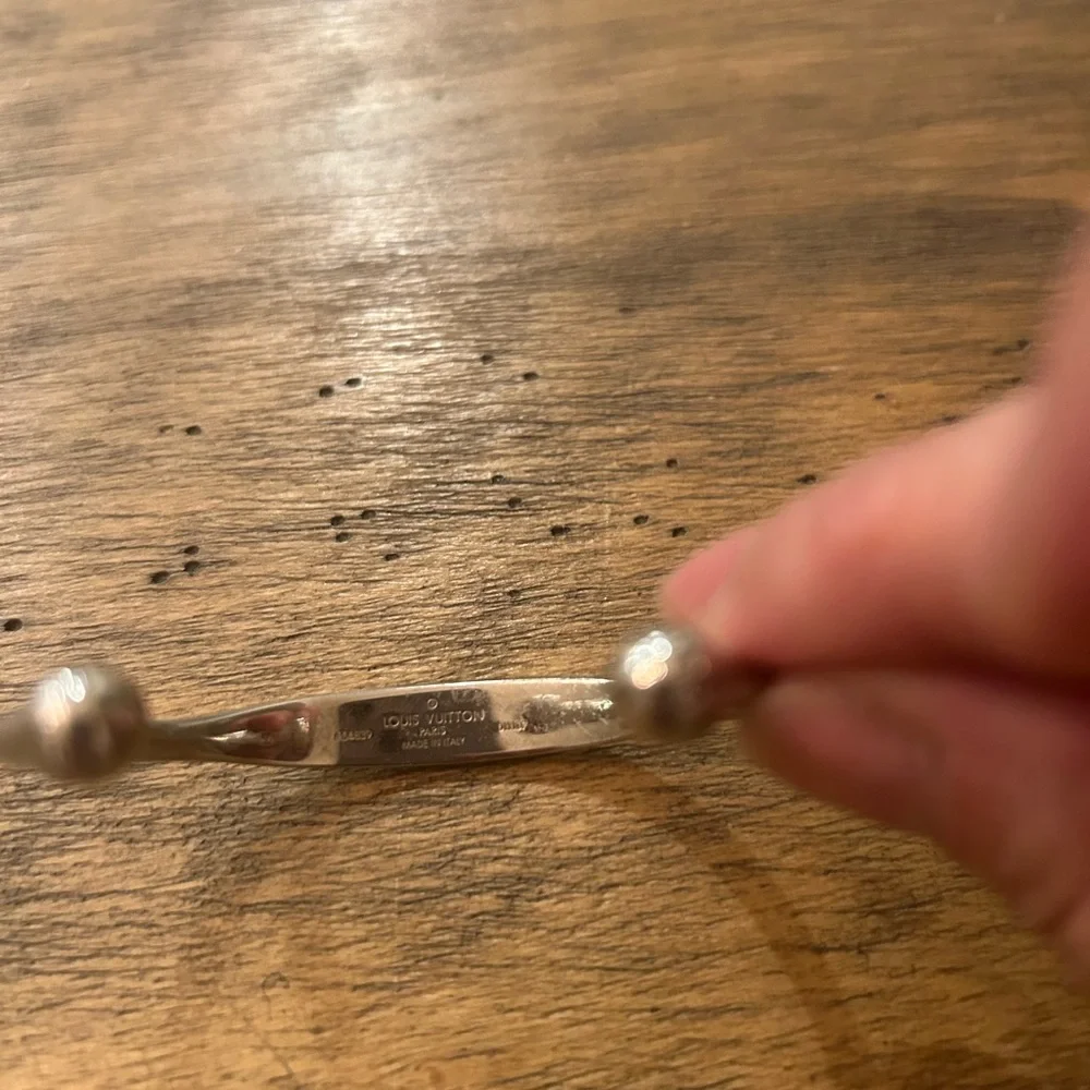 Louis Vuitton Silver Tone Monogram Jonc Cuff Bracelet M - Picture 8 of 17